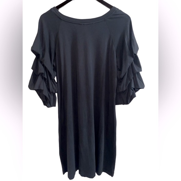 ViVi By Violet Weekend Ruffle Puff Sleeve Charcoal Black Dress 100% Cotton S - Picture 8 of 15